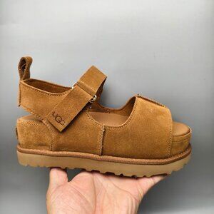 UGG Womens Brown Suede Platform Sandals